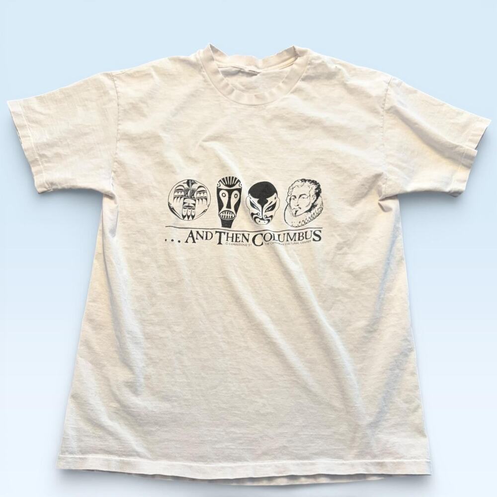 Vintage And Then Columbus Shirt MCaribbean Masks Graphic 1991 Tee